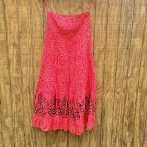 Free People Red Convertible Maxi Skirt Or Midi Strapless Dress Womens Size S